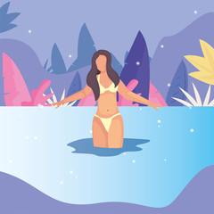 Wall Mural - woman summer time vacations design