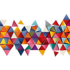 Poster - geometric colorful triangle mosaic and separate pattern element on white. modern overlapping triangl