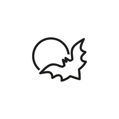 Sticker - Bat and moon line icon. Full moon, night, animal. Halloween concept. Can be used for topics like vampire, horror, October