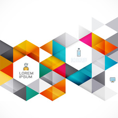 Wall Mural - abstract colorful geometric template on white and modern triangle overlapping with white hexagon spa