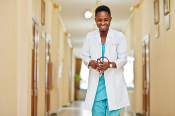 Wall Mural - Professional african male doctor at the hospital. Medical healthcare business and doctor service of Africa.