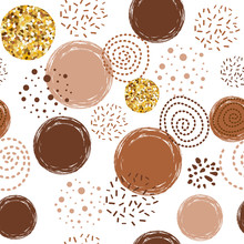 Coffee Pattern Abstract Seamless Vector Brown Pattern With Hand Drawn Round Elements