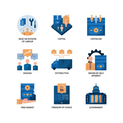 Sticker - Market Economy icons set