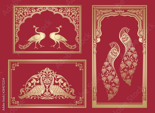 Fotomural peacock motif designs, textile , Rajasthan, royal India