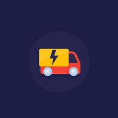 Wall Mural - electric van vector icon in flat style