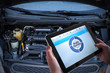 Check the engine condition of the car with tablet PC.