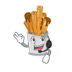 Sticker - With headphone churros in the wooden character jar