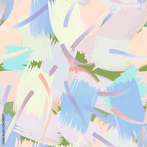 Brush strokes seamless pattern, abstract watercolor art.