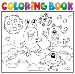 Poster - Coloring book monsters in space theme 2