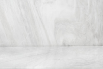 White Marble product stand, Marbling floor background top view for display your packaging or mock-up design template.