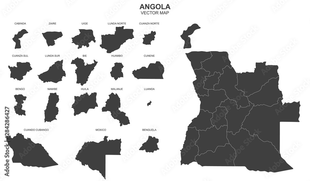 map of Angola on white background Stock Vector | Adobe Stock