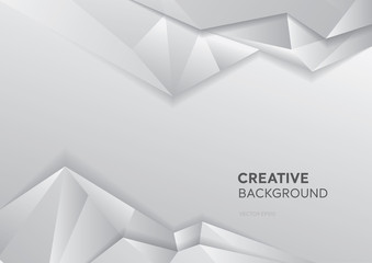 Wall Mural - gradient white gray background with abstract polygon at borders