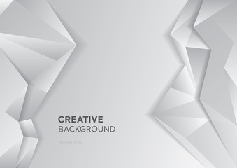Wall Mural - gradient white gray background with abstract polygon at borders