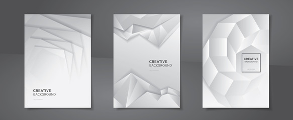 Wall Mural - set of gradient white gray abstract backgrounds