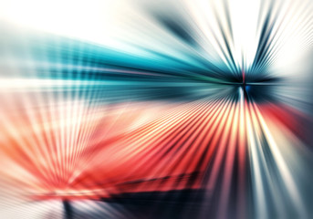 Wall Mural - geometric texture of light with intercrossing stripes of rays and shadows in blue, red and grey colo