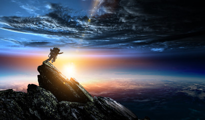 Wall Mural - abstract planets and space background