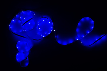 blue lights on black background