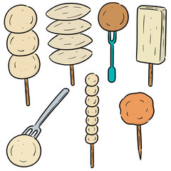 Wall Mural - vector set of meatball, fish ball, pork ball and shrimp ball