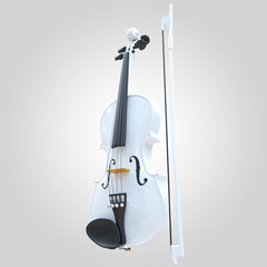 White polished violin on background. 3d rendering