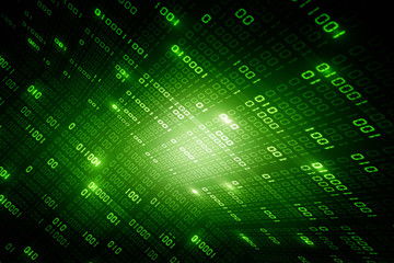 2d illustration abstract digital binary data on computer screen