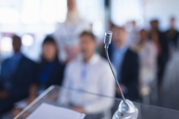 Wall Mural - Microphone in business seminar at conference meeting