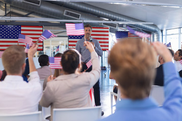 Wall Mural - Male speaker speaks in a business seminar