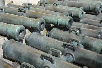 Ancient cannons in the yard of Moscow Kremlin, Russia