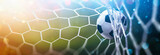 Soccer Ball in Goal Multicolor Background