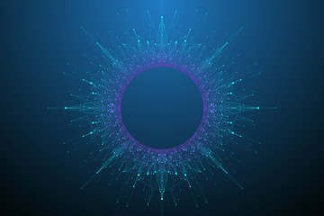 Sticker - quantum computing technology concept. deep learning artificial intelligence. big data algorithms vis