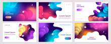 Set Of Abstract Web Banners Templates. Presentation. Space Explore. Horizontal Banners. EPS 10