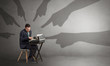 © ra2 studio - Shadow hand pointing at a small afraid worker