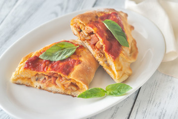 Canvas Print - Homemade calzone on the plate