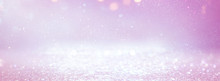 Background Of Abstract Glitter Lights. Purple, Pink, Gold And Silver. De Focused. Banner