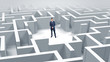 © ra2 studio - Young businessman standing in a middle of a 3D maze