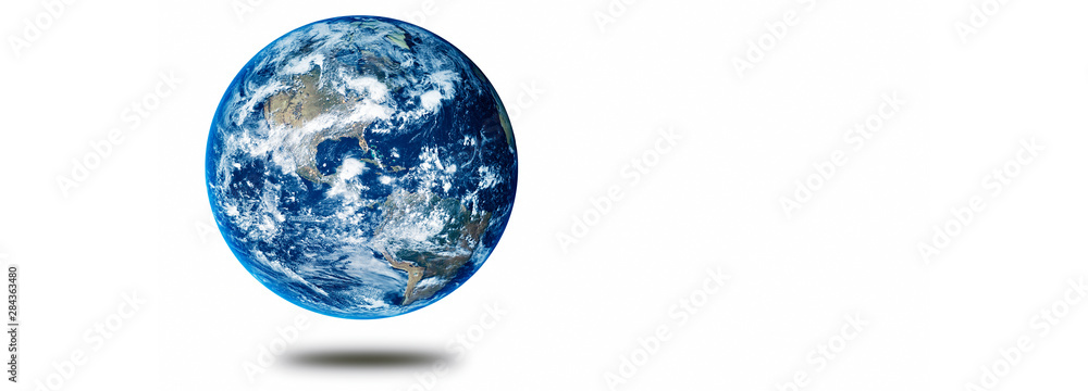 Earth planet concept hovering on a white background showing America panoramic - obrazy, fototapety, plakaty 
