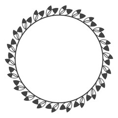 Wall Mural - Circle leaf frames. Floral leaves round frame, flower ornament circles and flowers circled border. Laurel leaf wreath icons for wedding invitation card. Decoration isolated vector symbols set