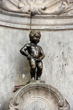 Belgium, Brussels. Famous Manneken Pis Statue.
