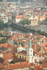 Canvas Print - CZECH REPUBLIC, Prague. View of Prague and the Charles Bridge from the Bell Tower, St. Vitus Cathedral. 