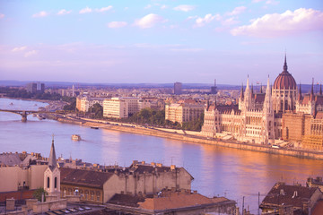 Sticker - HUNGARY, Budapest. View of Central Budapest from Castle Hill. 