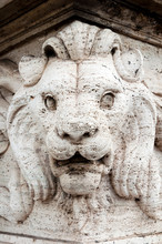 Marble Lion At Ponte Vittorio Emanuele 2nd Rome, Unesco World Heritage Site, Latium, Italy, Europe