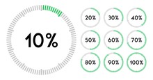 Percentage Sign Icon Set Vector,from 10 To 100