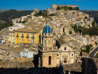 Poster - Santa Maria delli'Idria in the foreground and Ragusa Ibla Sicily behind