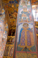 Canvas Print - Russia, Golden Ring city of Yaroslavl. 17th century Church of Elijah the Prophet (aka Tserkov Ilyi Proroka), interior ceiling & wall frescos. UNESCO 