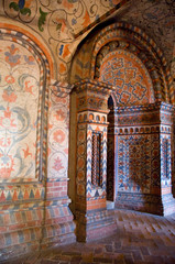 Canvas Print - Russia, Moscow, Red Square. Interior, St. Basil's Cathedral (aka Pokrovsky Sobor or Cathedral of the Intercession of the Virgin on the Moat). Restored 17th century mural covered walls.