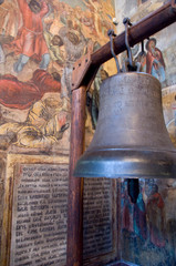 Sticker - Russia, Golden Ring city of Uglich on the Volga. Church of St. Dmitry on the Blood, fresco covered walls, famous bell that was banished to Siberia.