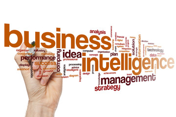 Wall Mural - business intelligence word cloud