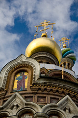 Sticker - Russia, St. Petersburg, Nevsky Prospekt, The Cathedral of the Resurrection (aka Our Savior on the Spilt Blood), c. 1883-1907.