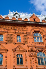 Canvas Print - Russia, Moscow, Red Square. Red brick building that houses the State Historic Museum.