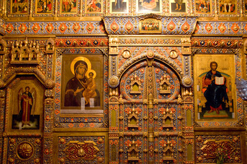 Wall Mural - Russia, Moscow, Red Square. St. Basil's Cathedral (aka Pokrovsky Sobor or Cathedral of the Intercession of the Virgin on the Moat). Ornate chapel interior.