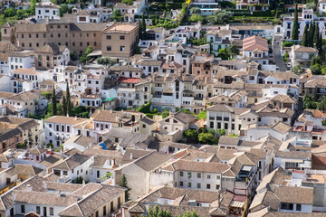 Sticker - Spain, Andalusia. Overhead view of a neighborhood in Granada.